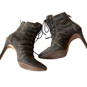 Joie Suede Lace Up Booties Stiletto Heels Cut Outs Women’s Size 6.5